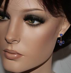 4.53 Carats Heart Shaped Sapphire Diamond Gold Dangle Earrings