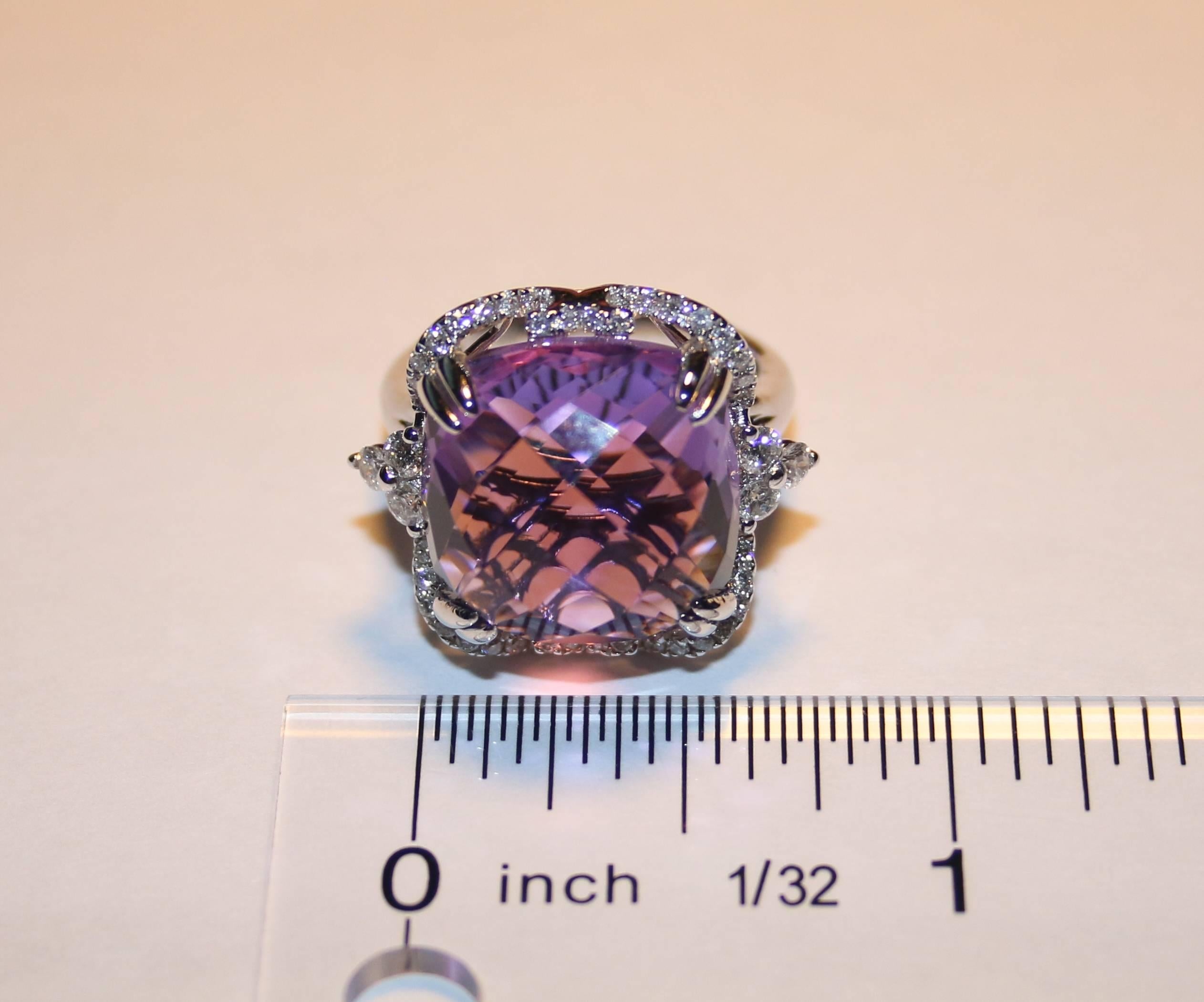 15.48 Carats Amethyst Diamond Gold Ring In New Condition For Sale In New York, NY