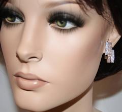 2.50 Carats Abstract Diamond Two Tone Gold Earrings