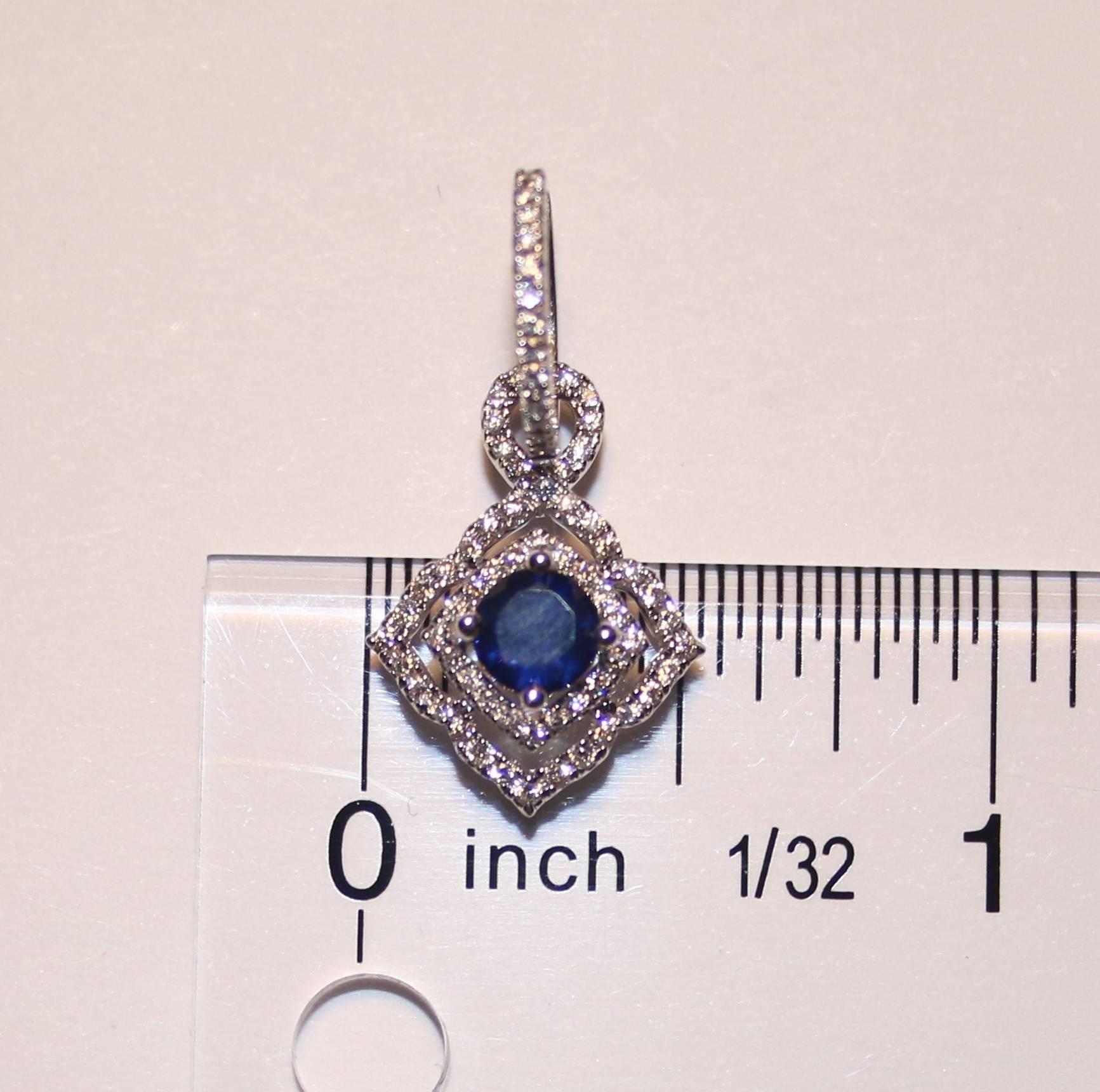 1.47 Carats Sapphire Diamond Gold Dangle Earrings In New Condition For Sale In New York, NY