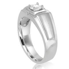 0.48 Carat Men's Diamond Satin Finish Gold Ring