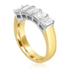 5 Stone 2.50 Carats Diamond Gold Platinum Half Band Ring