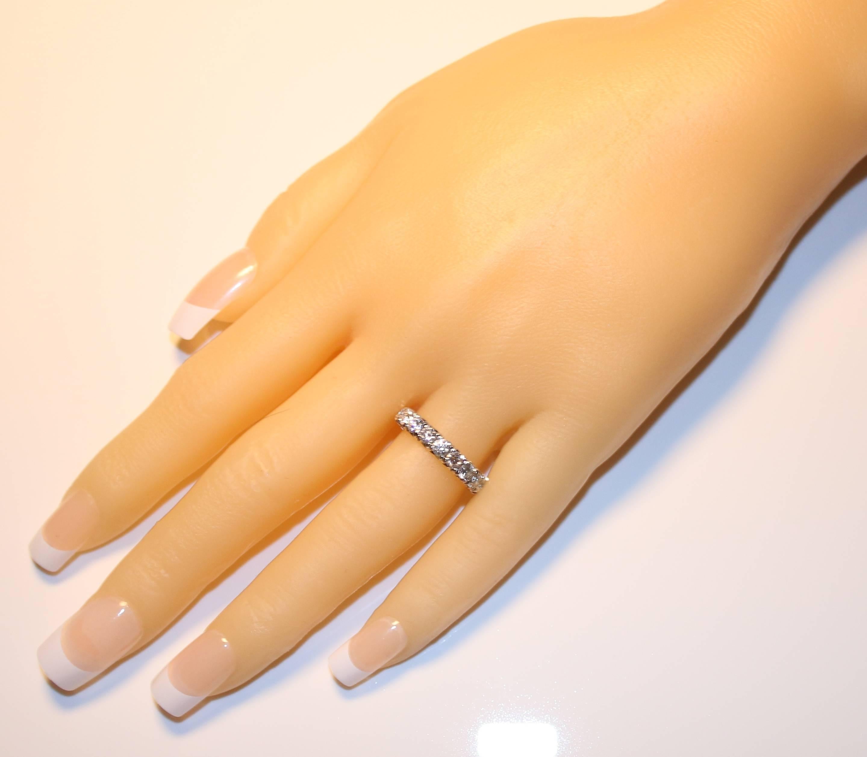 Contemporary 2.10 Carats Diamond Eternity Platinum Ring For Sale