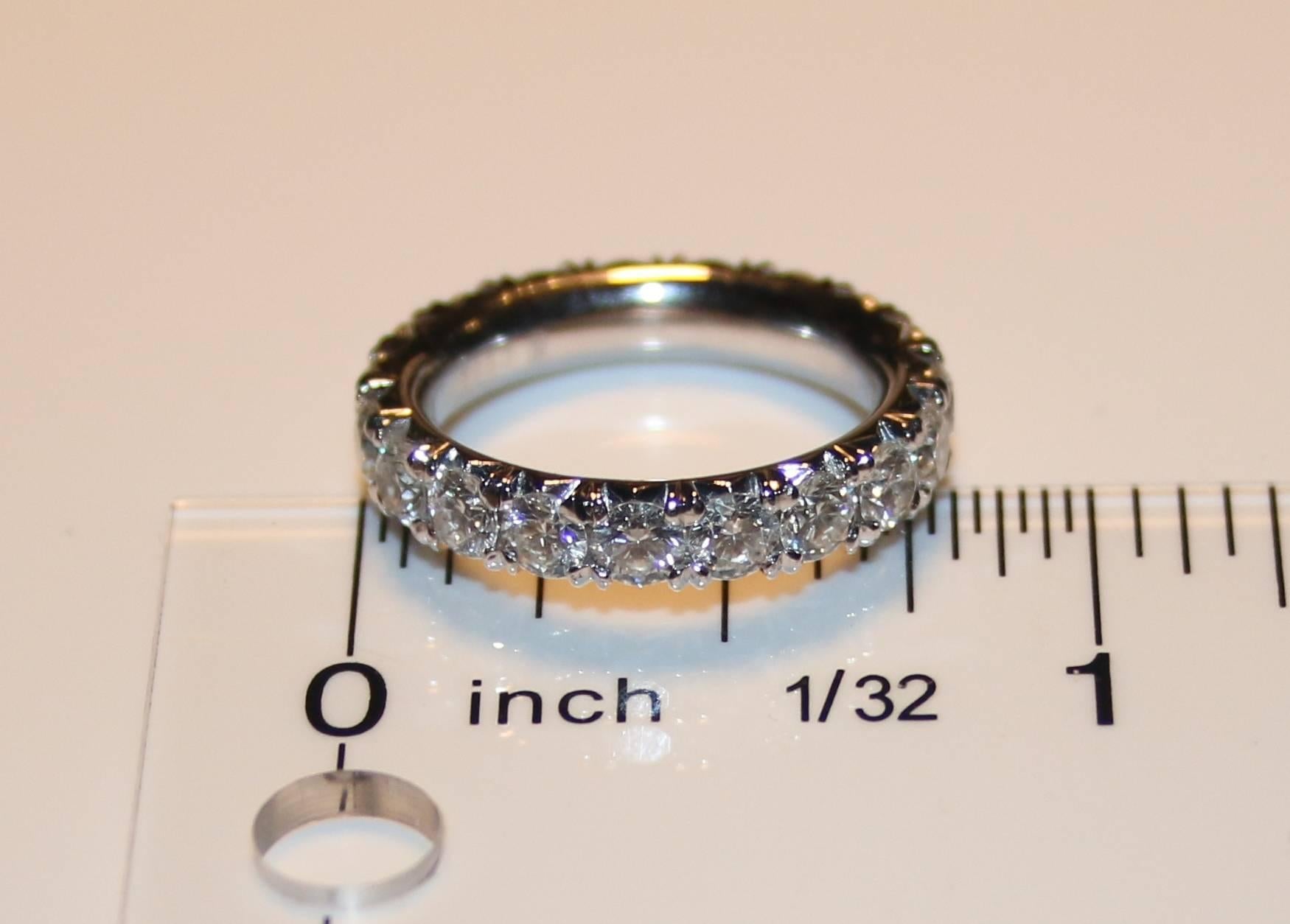 Round Cut 2.10 Carats Diamond Eternity Platinum Ring For Sale