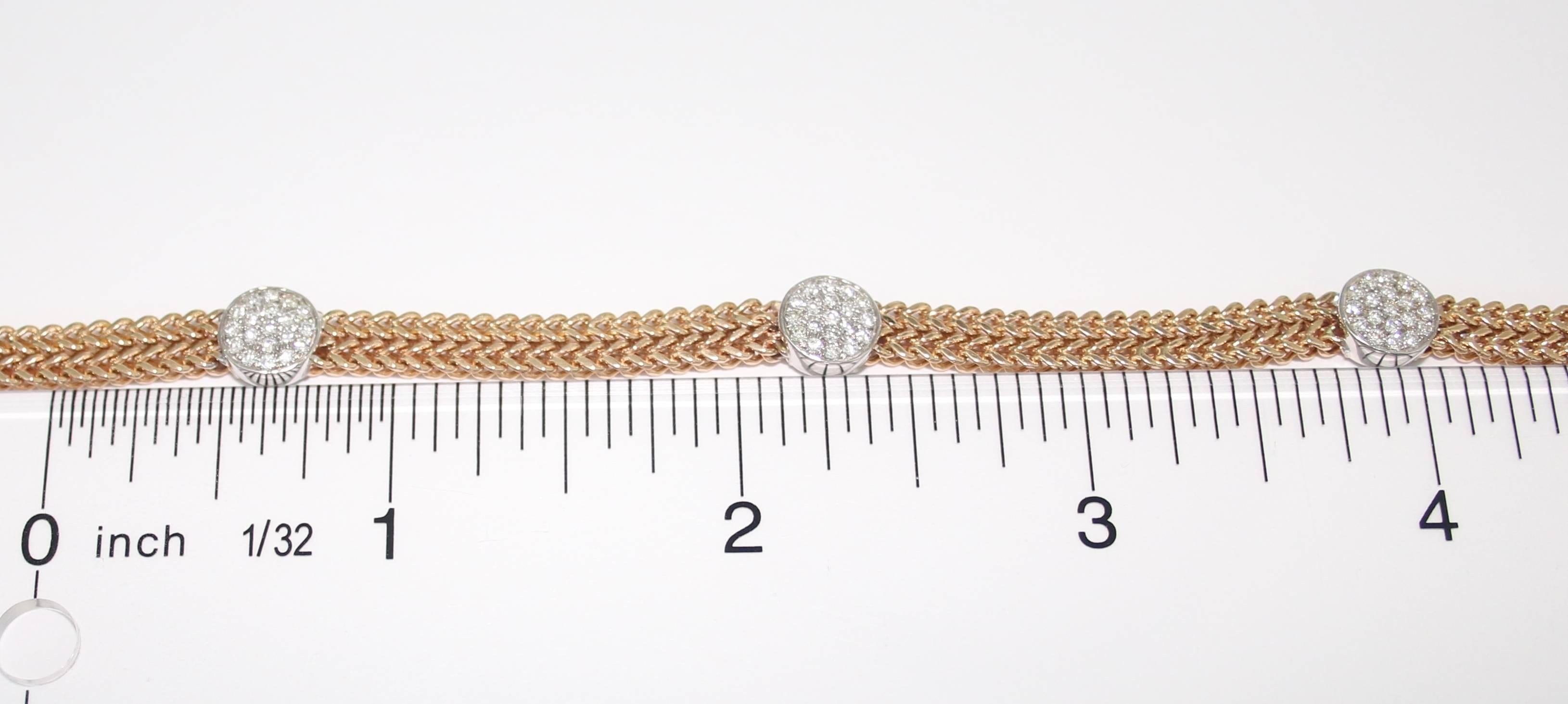 Contemporary 0.51 Carats Diamond Double Chain Gold Bracelet For Sale