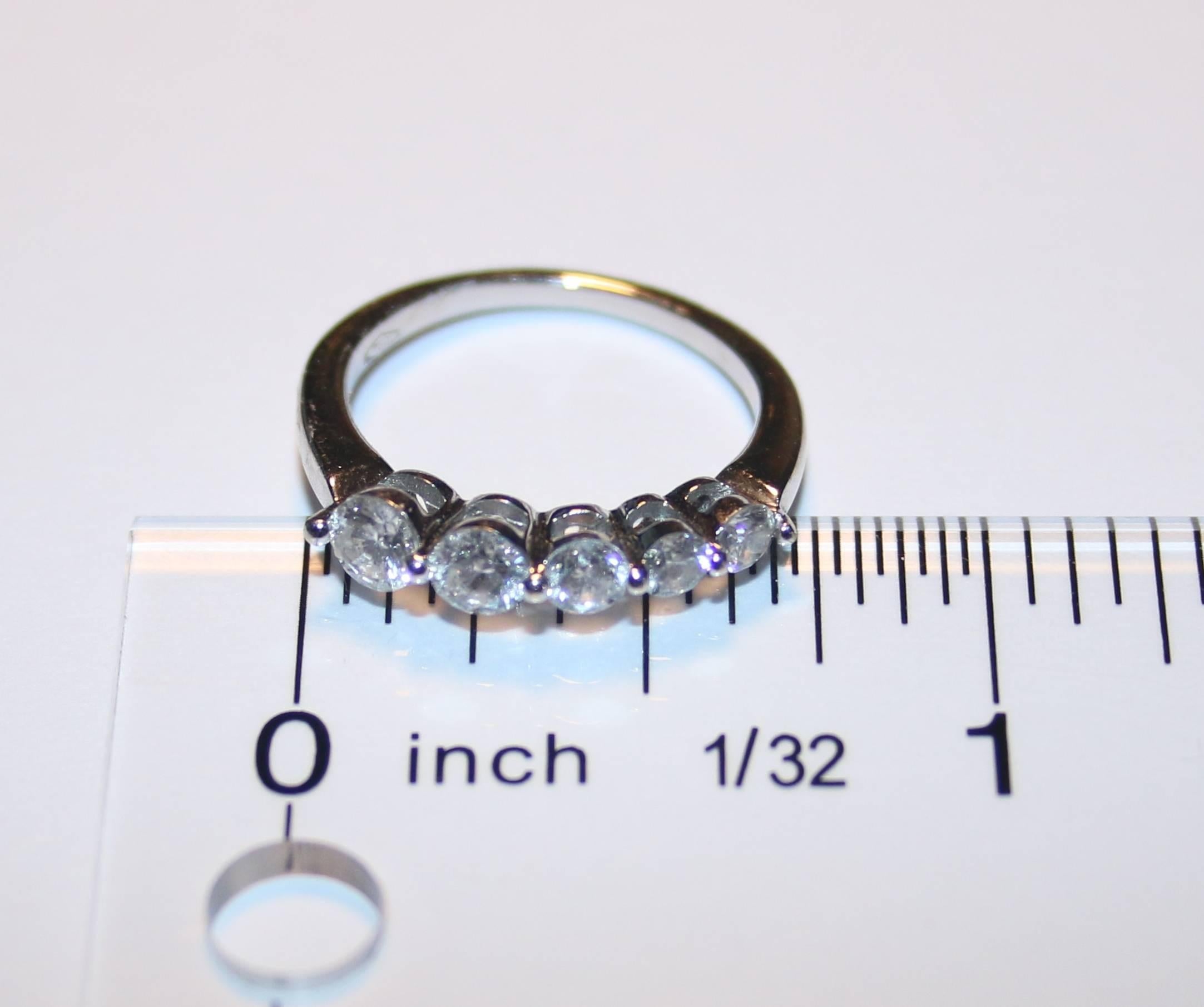 Contemporary 0.70 Carat Diamond Five Stone Half Band Gold Graduating Ring For Sale