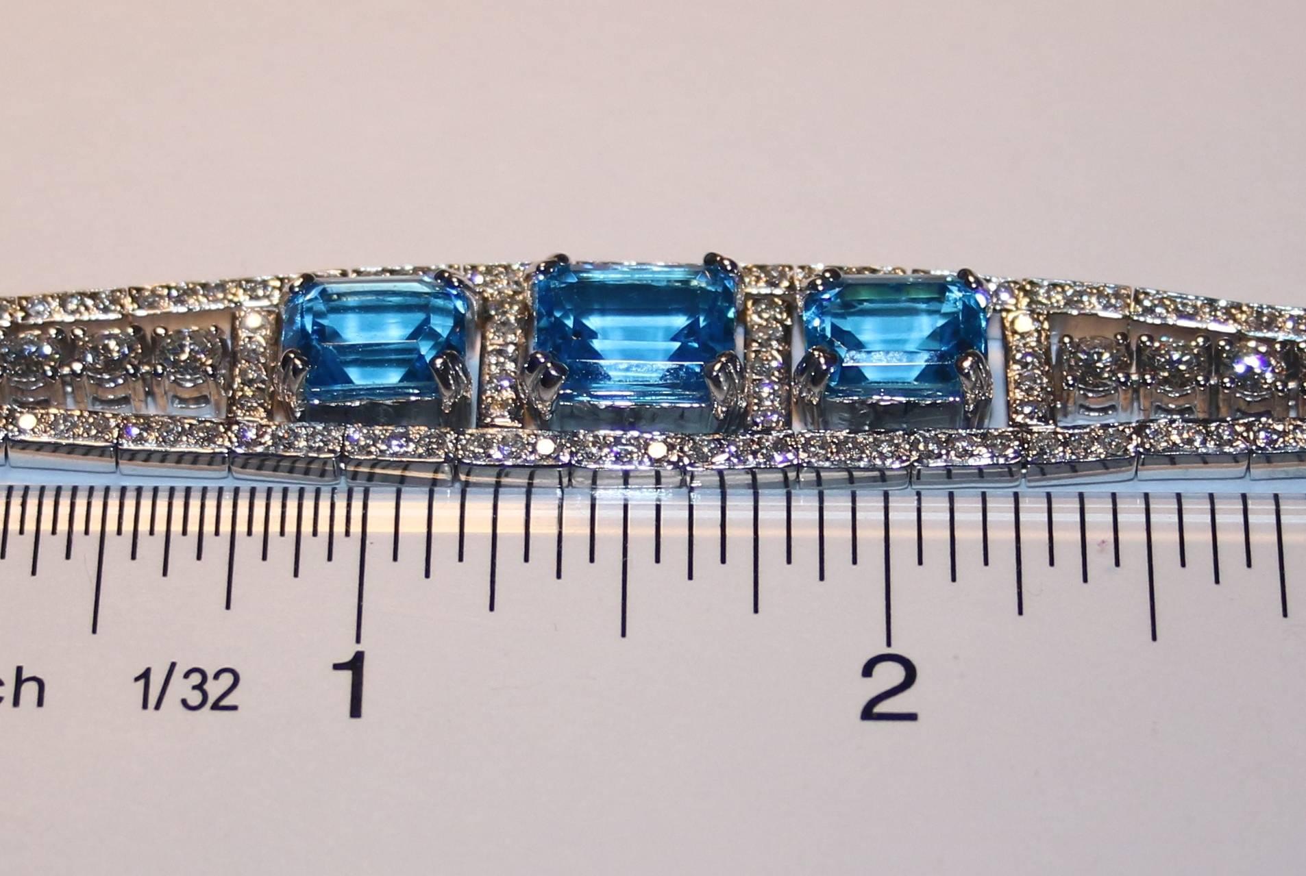41.20 Carat Blue Topaz And Diamond Gold Necklace Earrings Bracelet Set 1