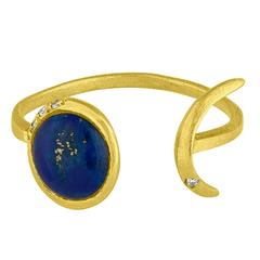 "The Moon Phase" Diamonds and Lapis Lazuli Gold Ring 3