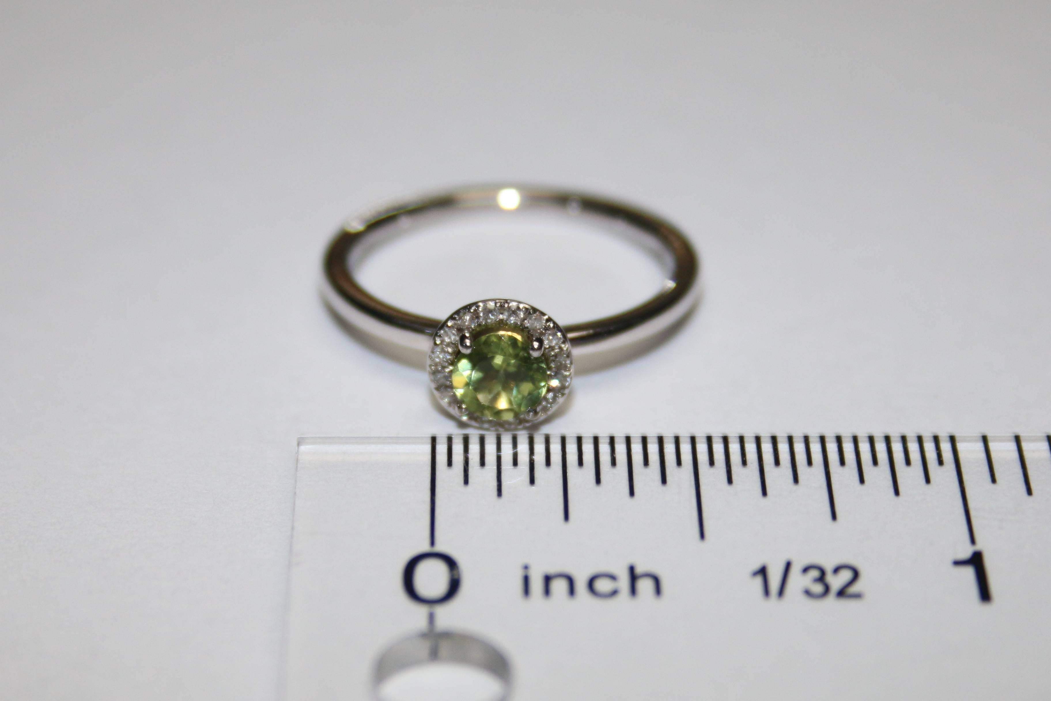 peridot and diamond stackable ring