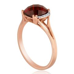 Cushion Cut 3.19 Carat Garnet and Diamond Gold Ring