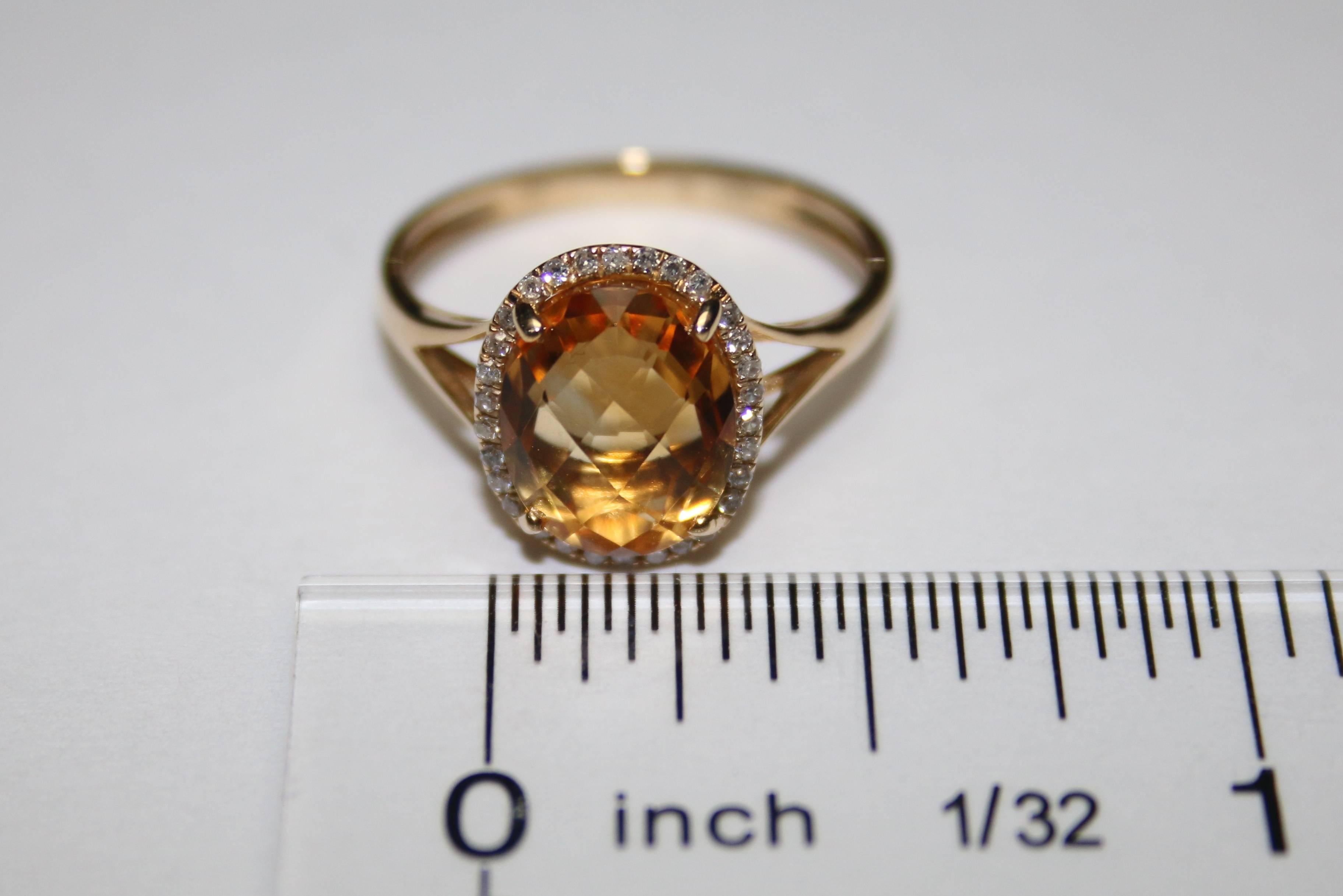 Oval Cut 2.47 Carats Citrine and Diamond Halo Gold Ring In New Condition In New York, NY