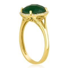 Oval Cut 2.69 Carats Green Agate and Diamond Halo Gold Ring