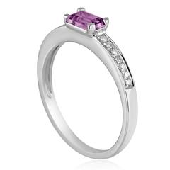 Stackable 0.37 Carat Amethyst Baguette and Diamond Gold Ring