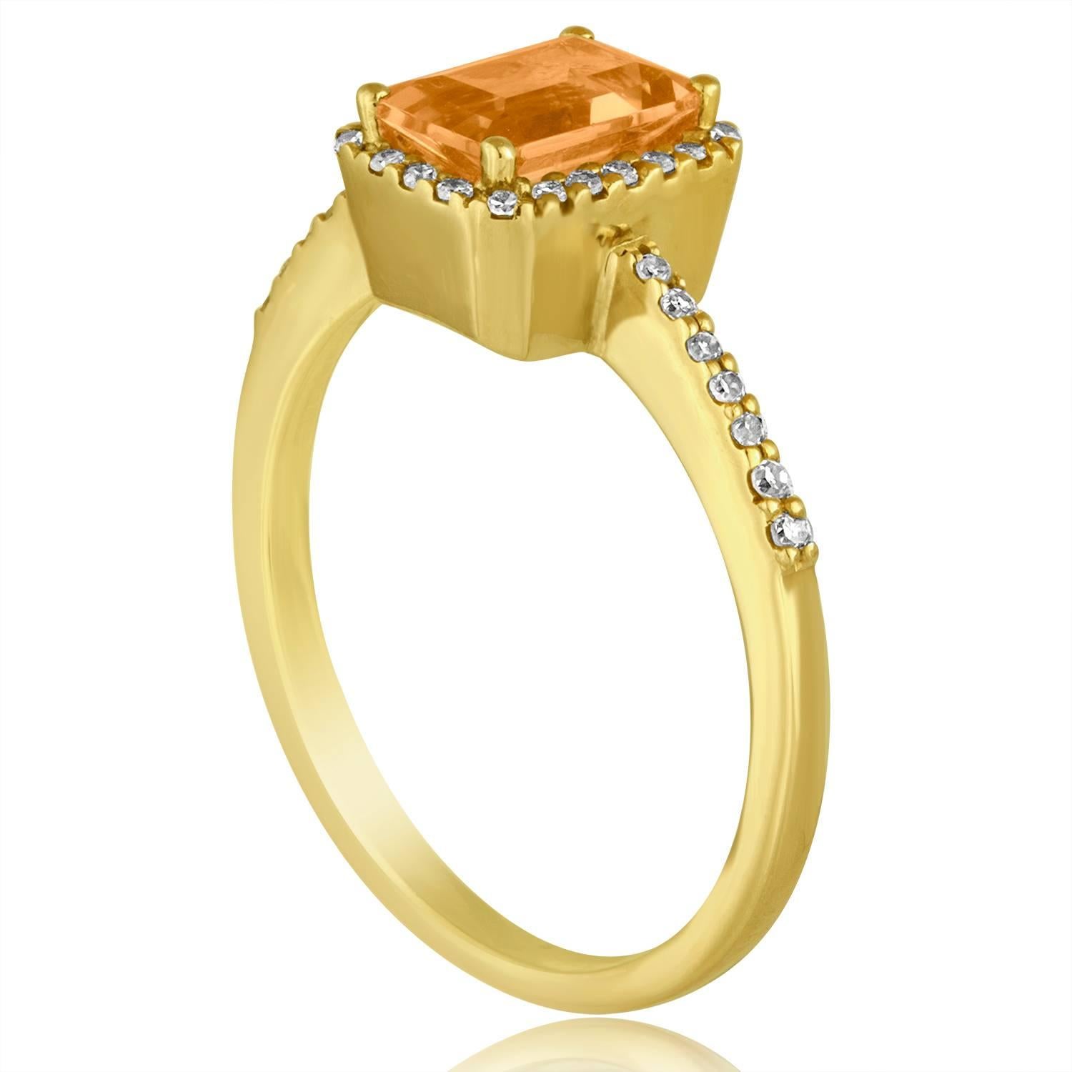 Stunning Step Cut Citrine Ring
The ring is 14K Yellow Gold
There are 0.14 Carats In Diamonds H SI
The Center Stone is a Step Cut Citrine 0.81 Carat
The top measures 1/4
