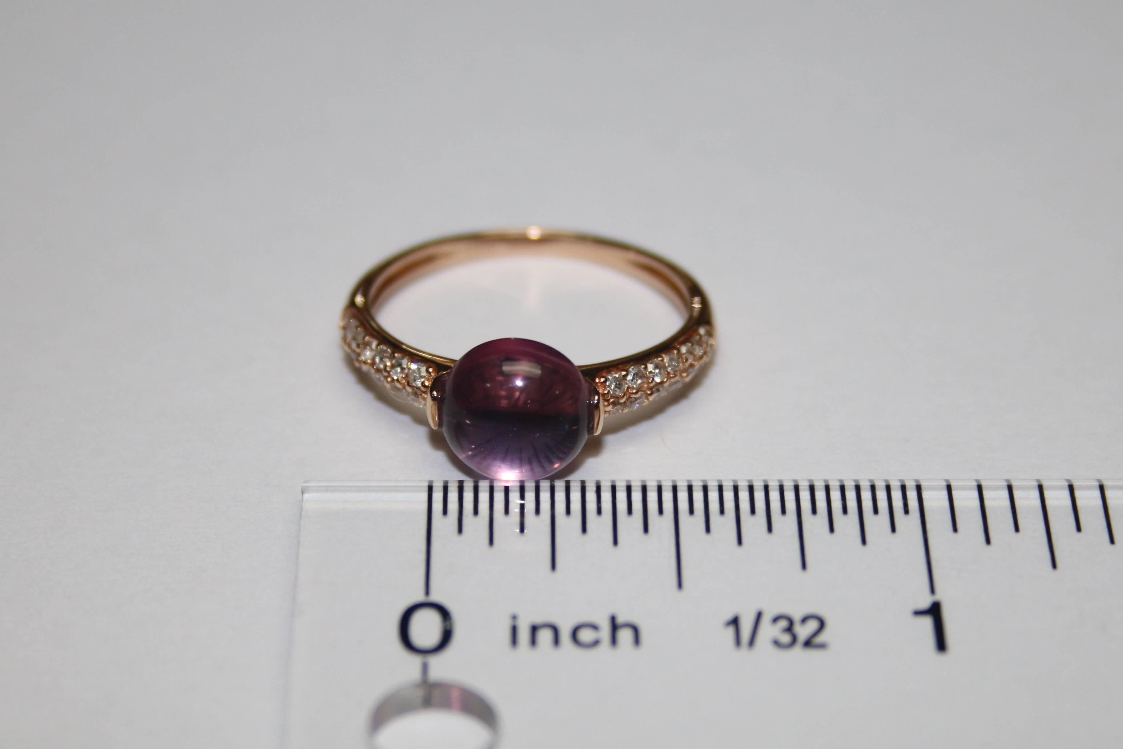 Cabochon 2.22 Carat Amethyst and Diamond Gold Ring In New Condition In New York, NY