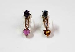 BULGARI Allegra Drop Earrings 18K Yellow Gold Amethyst Topaz Citrine Tourmaline