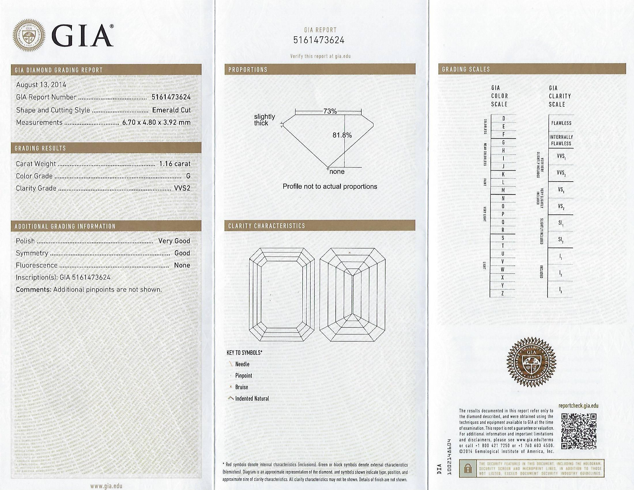 Bague en or à trois pierres avec diamants certifiés GIA de 1,16 carat G VVS2 en vente 2