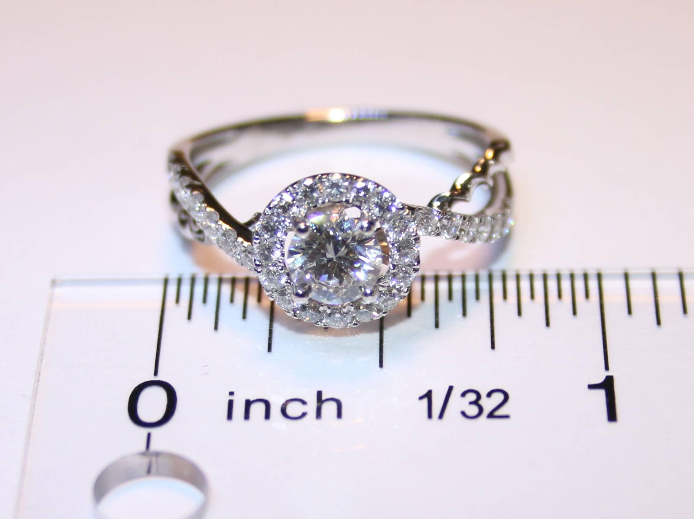 Women's GIA Certified 0.55 Carat H VVS2 Round Diamond Gold Engagement Ring