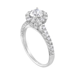 GIA Certified 0.80 Carat E VVS1 Round Diamond Gold Milgrain Engagement Ring