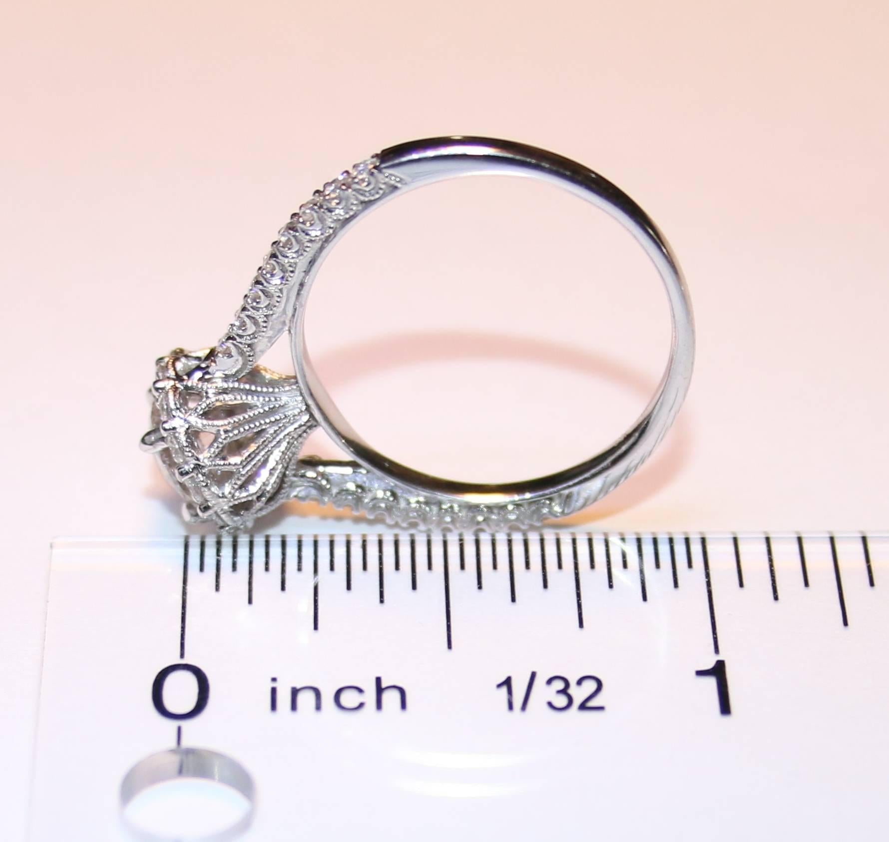 Women's GIA Certified 0.80 Carat E VVS1 Round Diamond Gold Milgrain Engagement Ring For Sale