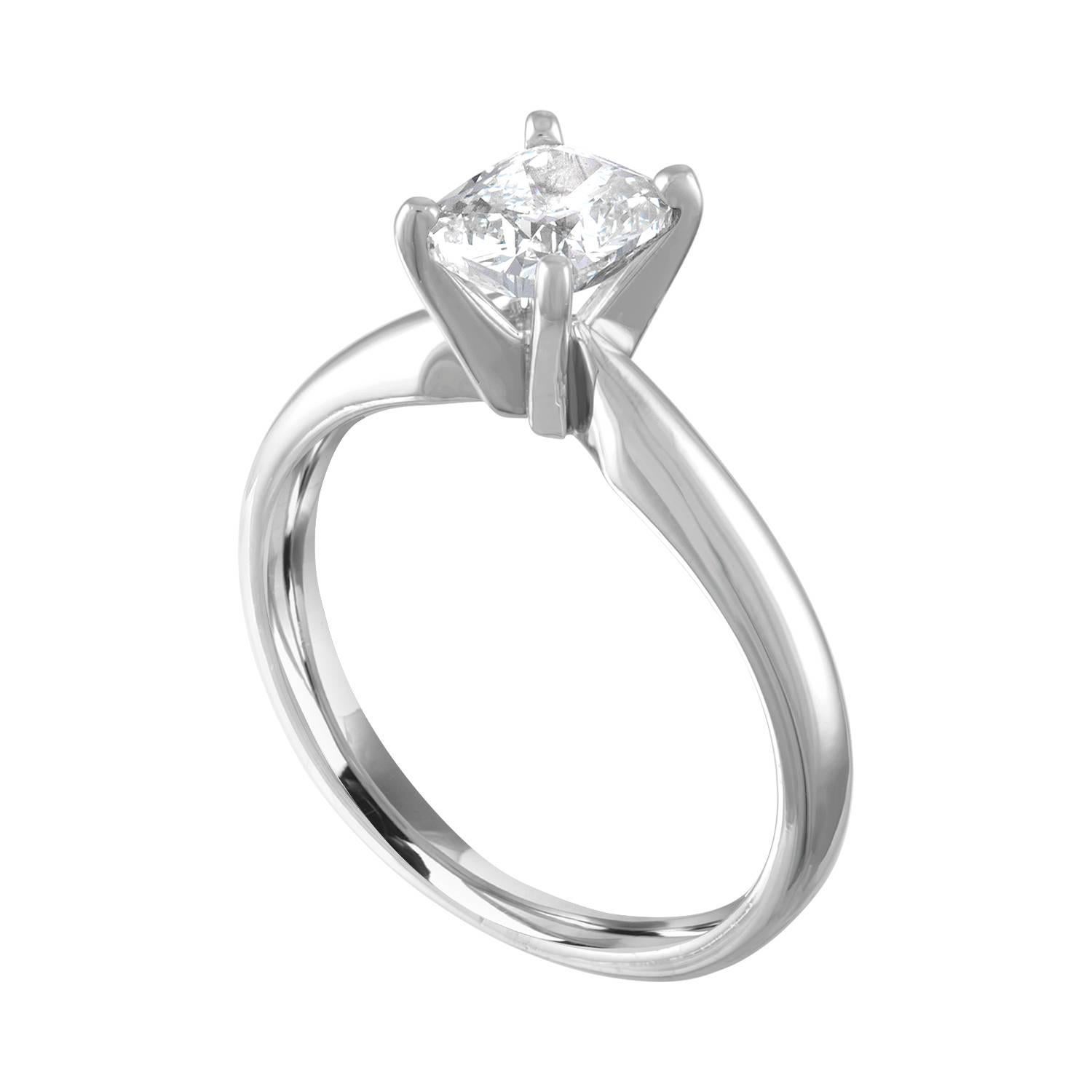 Solitaire Engagement Ring.
The ring is Platinum 950.
The Diamond is Cushion Cut, GIA Certified 0.79Ct H VS1.
The ring is a size 5.00, sizable.
The ring weighs 4.3 grams.