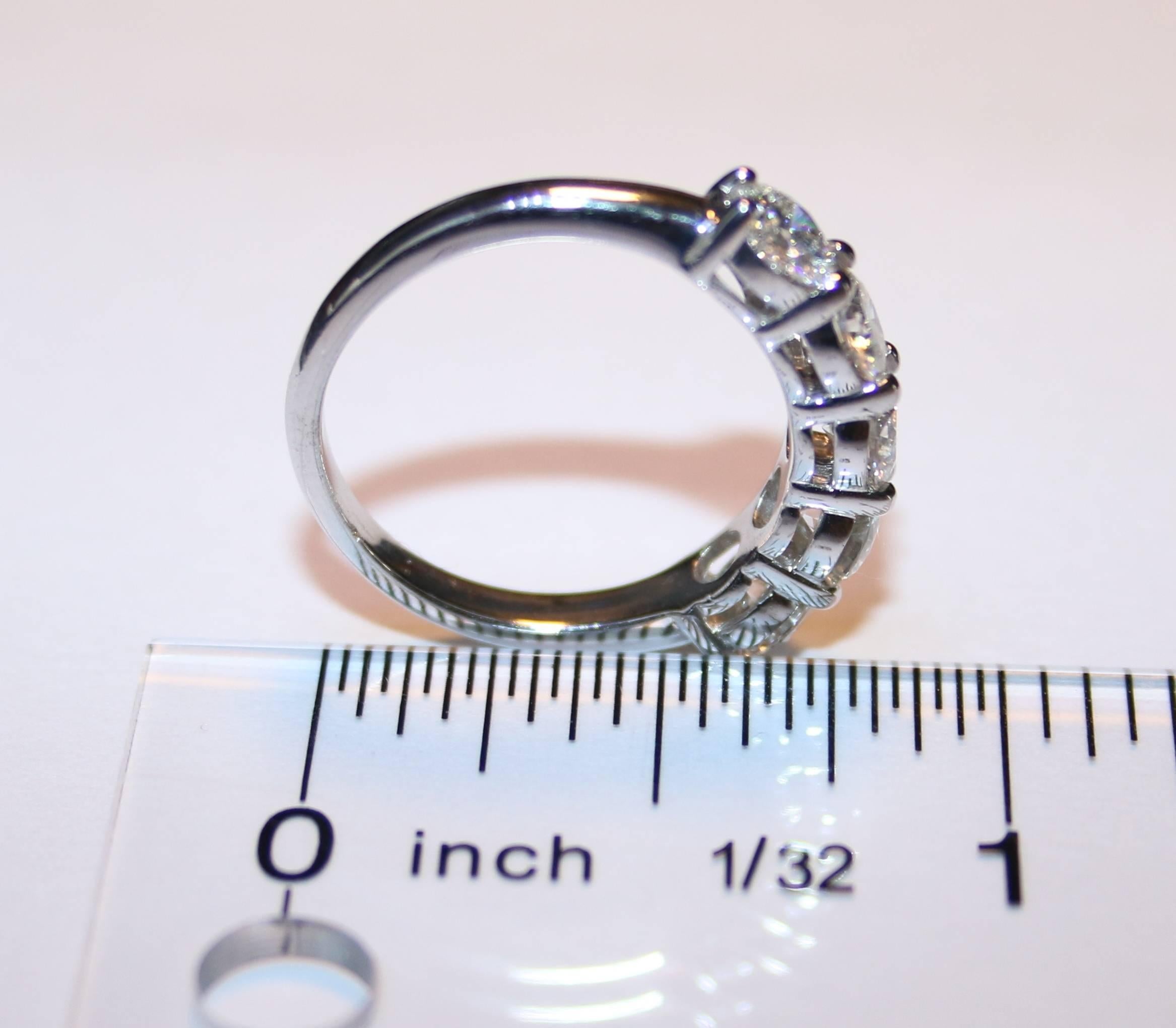 Round Cut 1.75 Carat Diamond Five Stone Gold Half Band Ring For Sale
