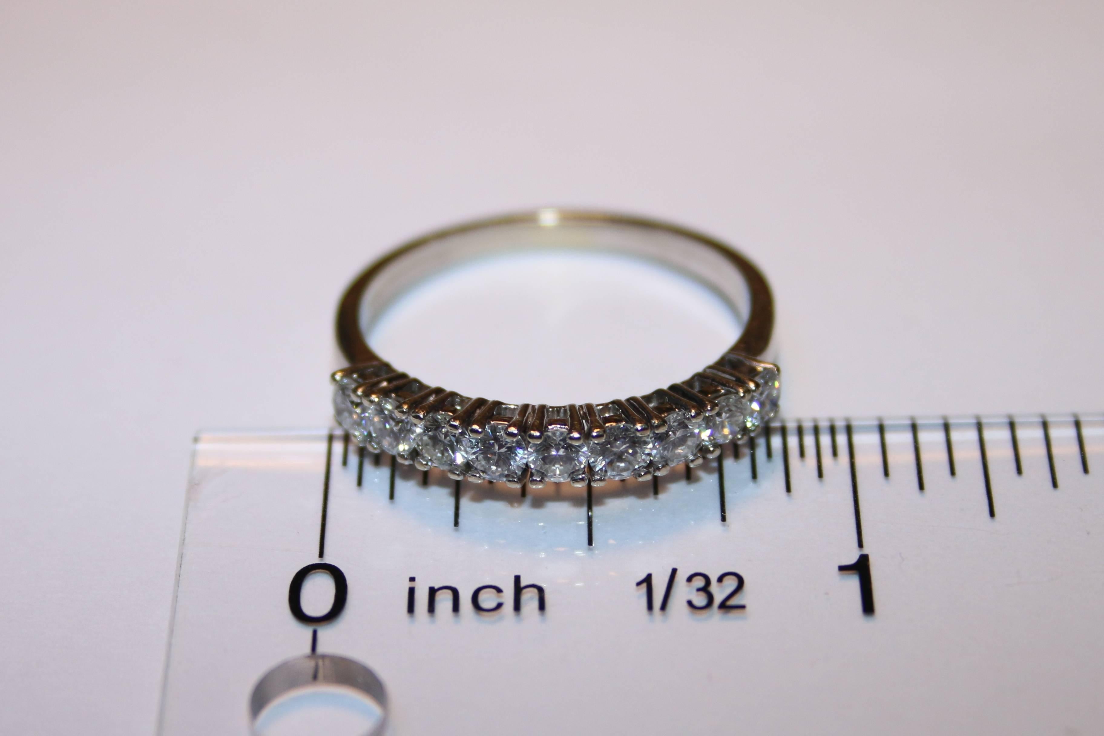 Round Cut 0.90 Carat Diamond Nine Stone Gold Half Band Ring For Sale