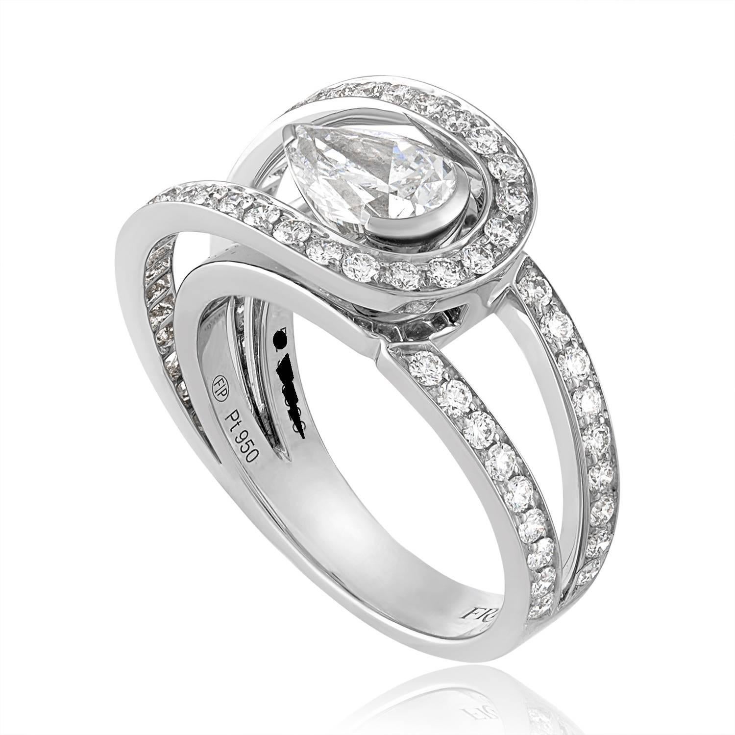 Fred of Paris GIA Certified 1.00 Carat D VS1 Diamond Platinum Lovelight Ring