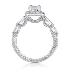 GIA Certified 0.70 Carat F VS2 Emerald Cut Diamond Gold Filigree Ring