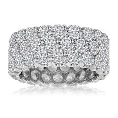 7.30 Carats Diamond Three Row Platinum Band Ring