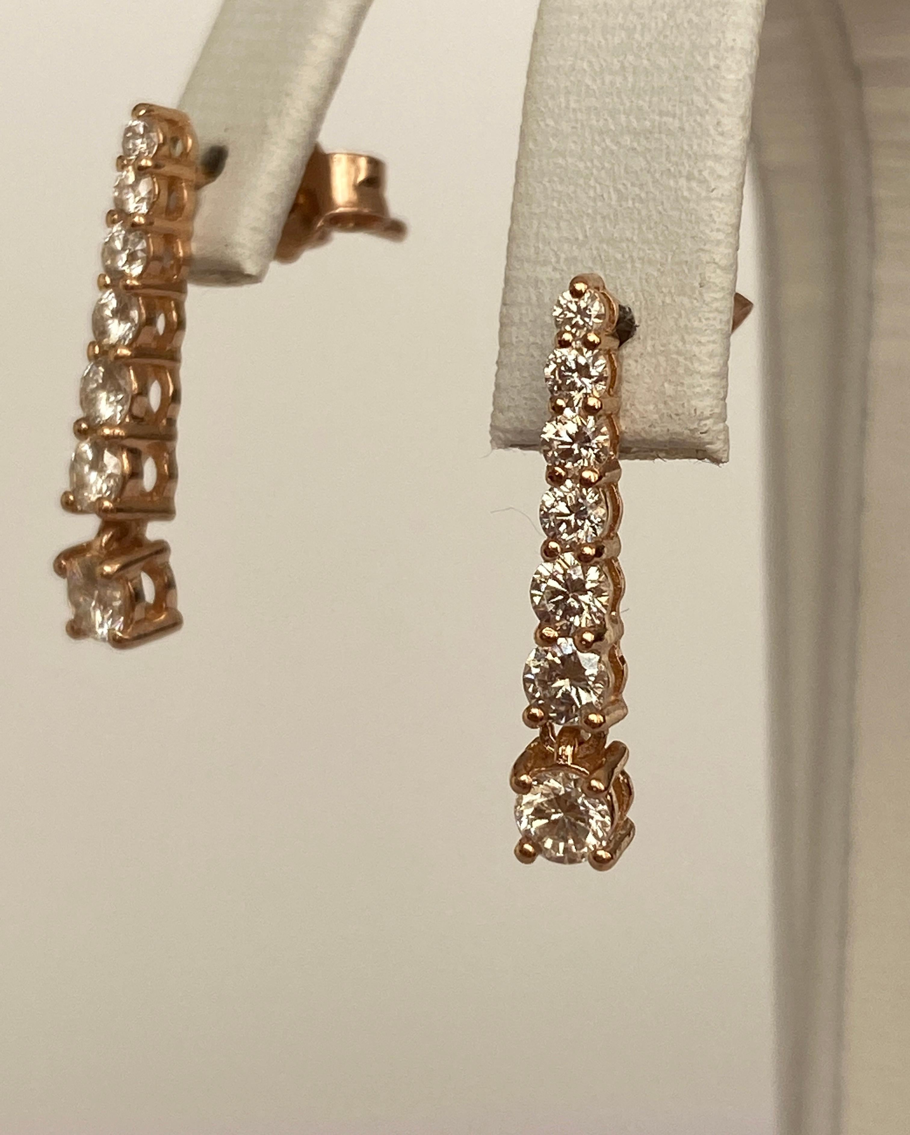 Orecchini pendenti in oro rosa 18 kt con diamanti In condizioni Nuovo in vendita a AMSTERDAM, NL