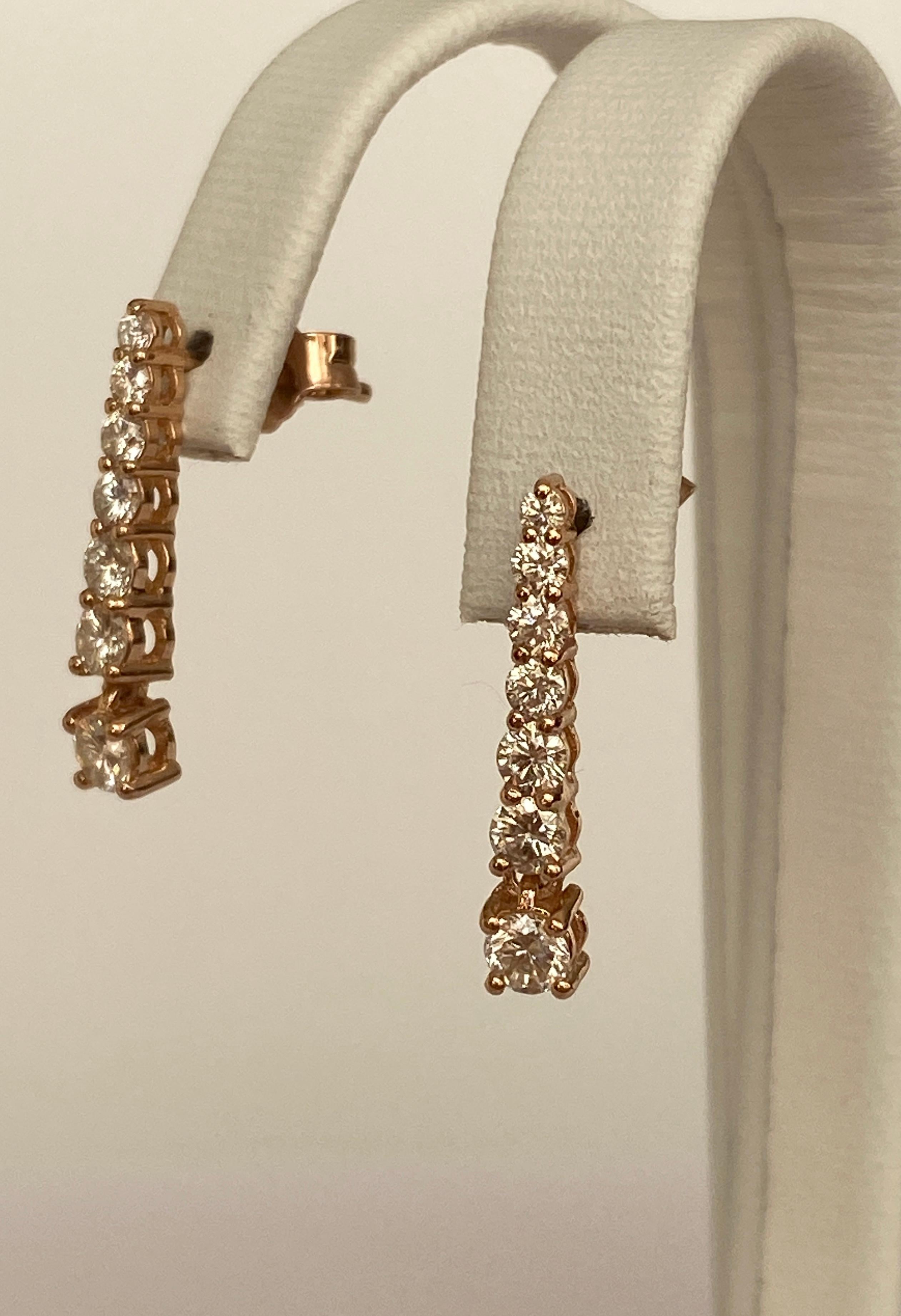 da uomo o donna Orecchini pendenti in oro rosa 18 kt con diamanti in vendita