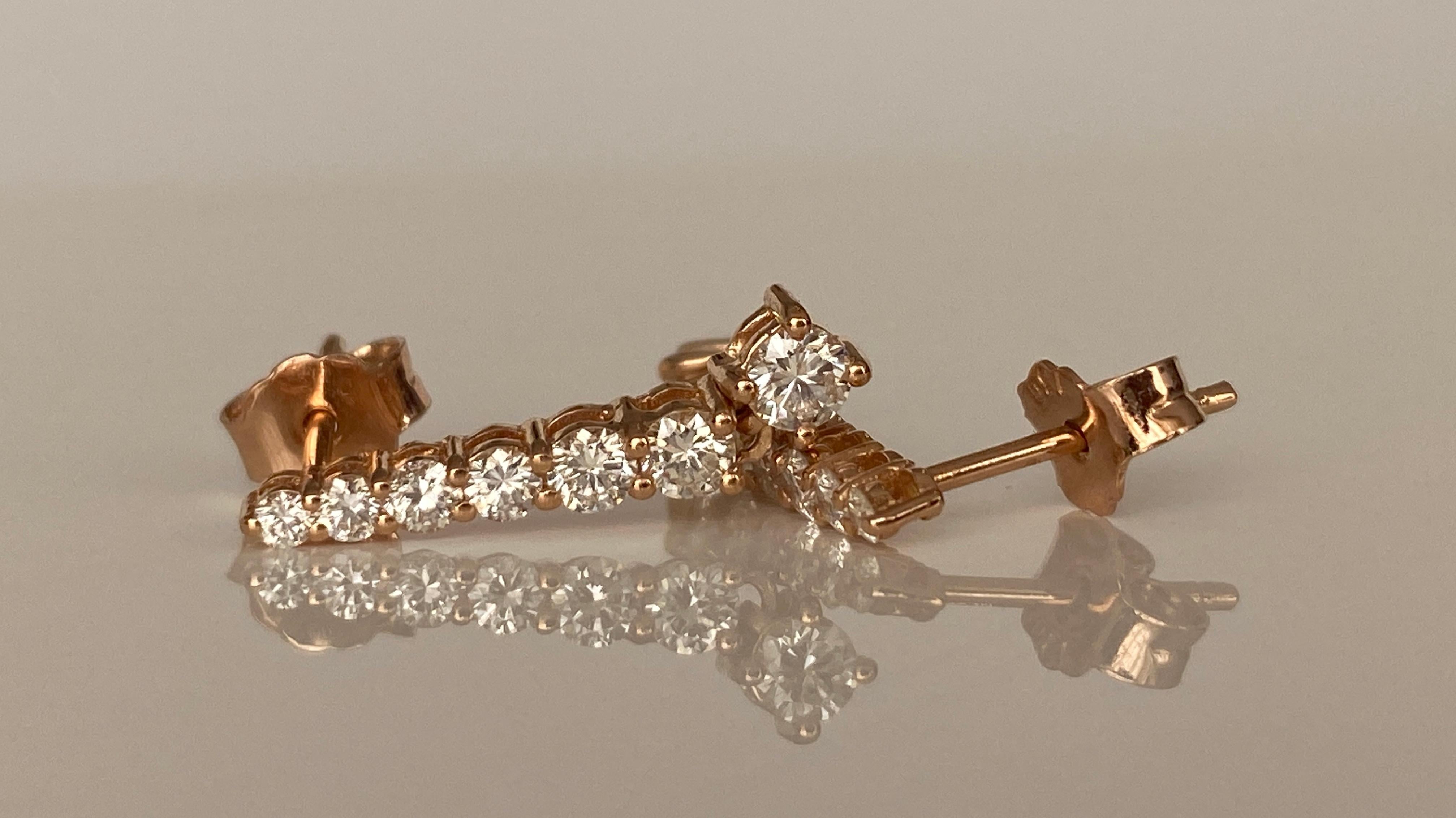 Orecchini pendenti in oro rosa 18 kt con diamanti in vendita 5