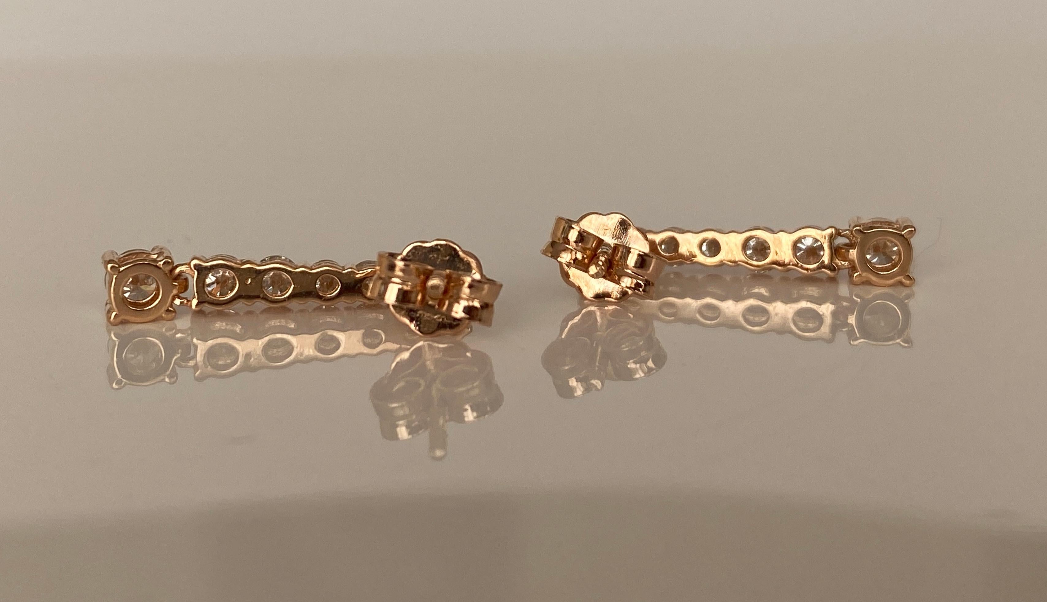 Orecchini pendenti in oro rosa 18 kt con diamanti in vendita 7