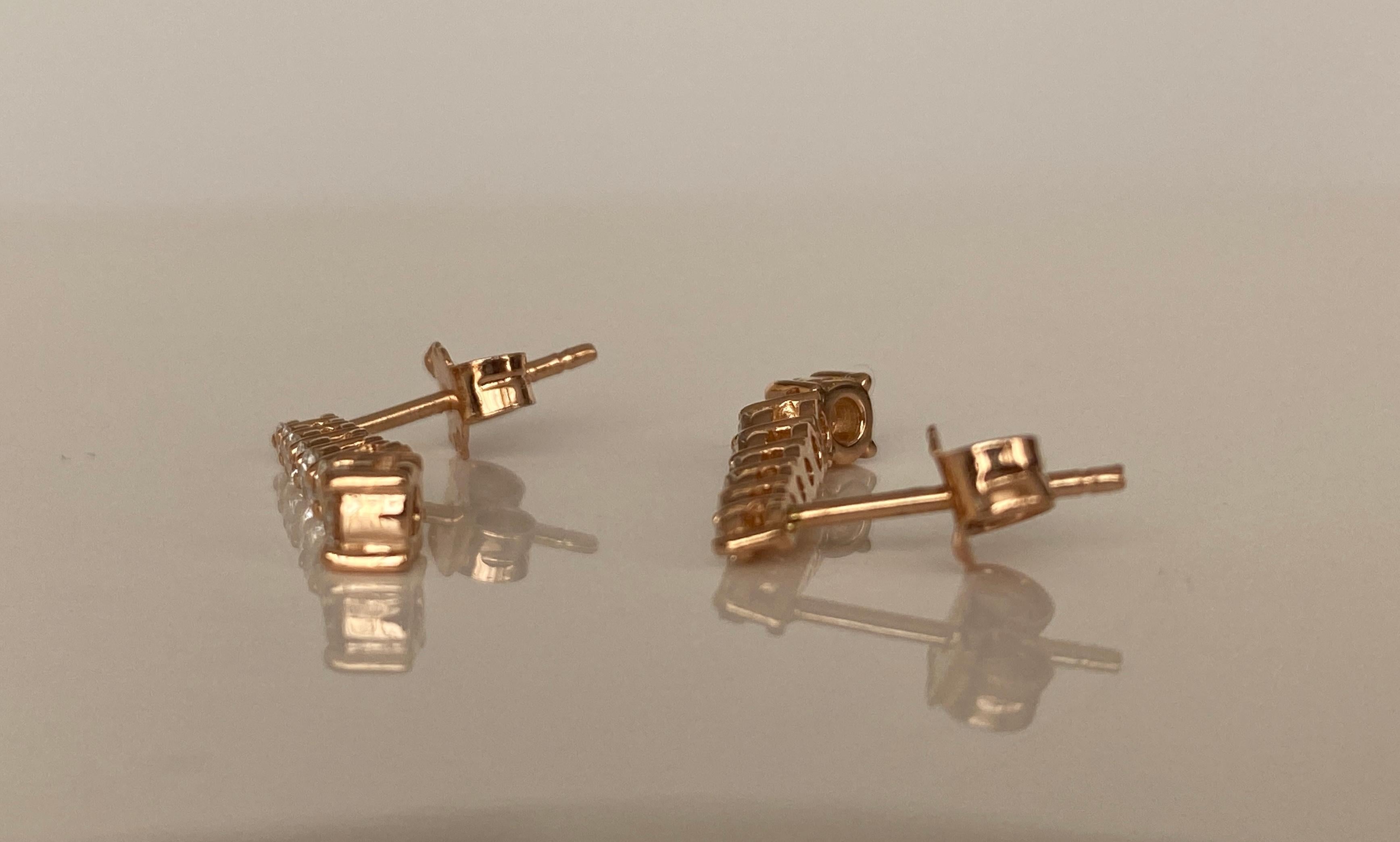 Orecchini pendenti in oro rosa 18 kt con diamanti in vendita 9