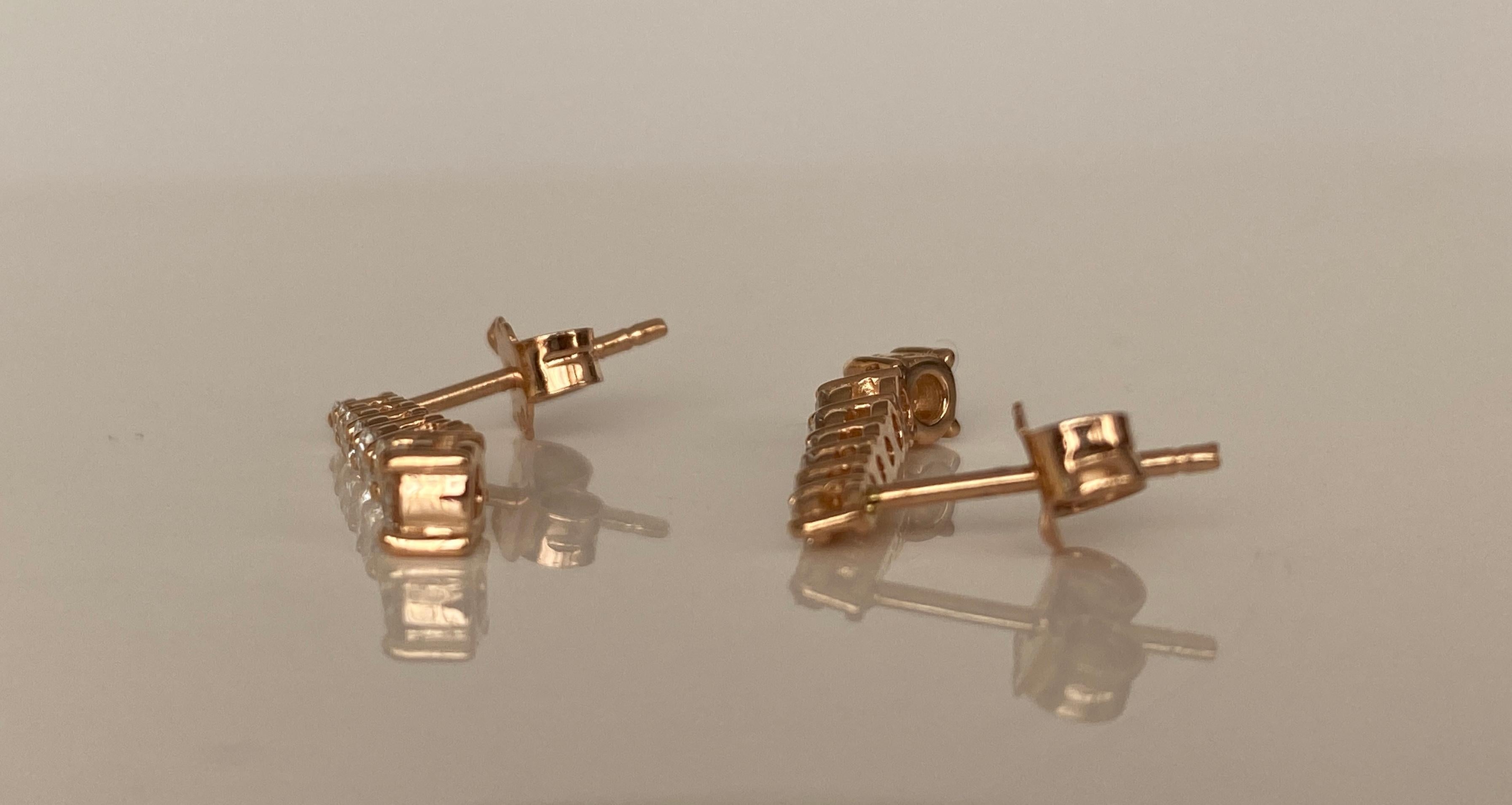 Orecchini pendenti in oro rosa 18 kt con diamanti in vendita 11