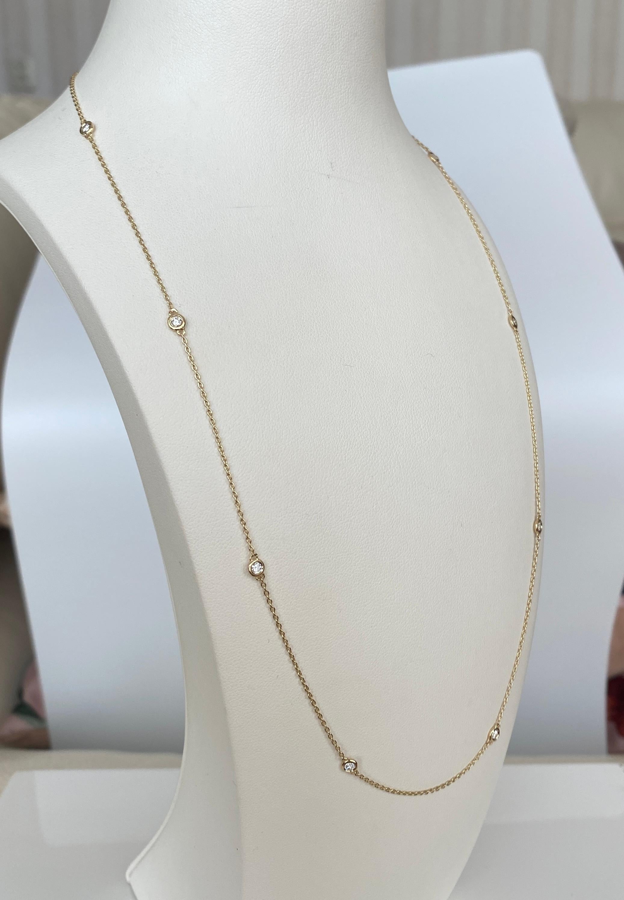 Taglio brillante Collana in oro giallo 18 carati con diamanti da 0,40 carati in vendita