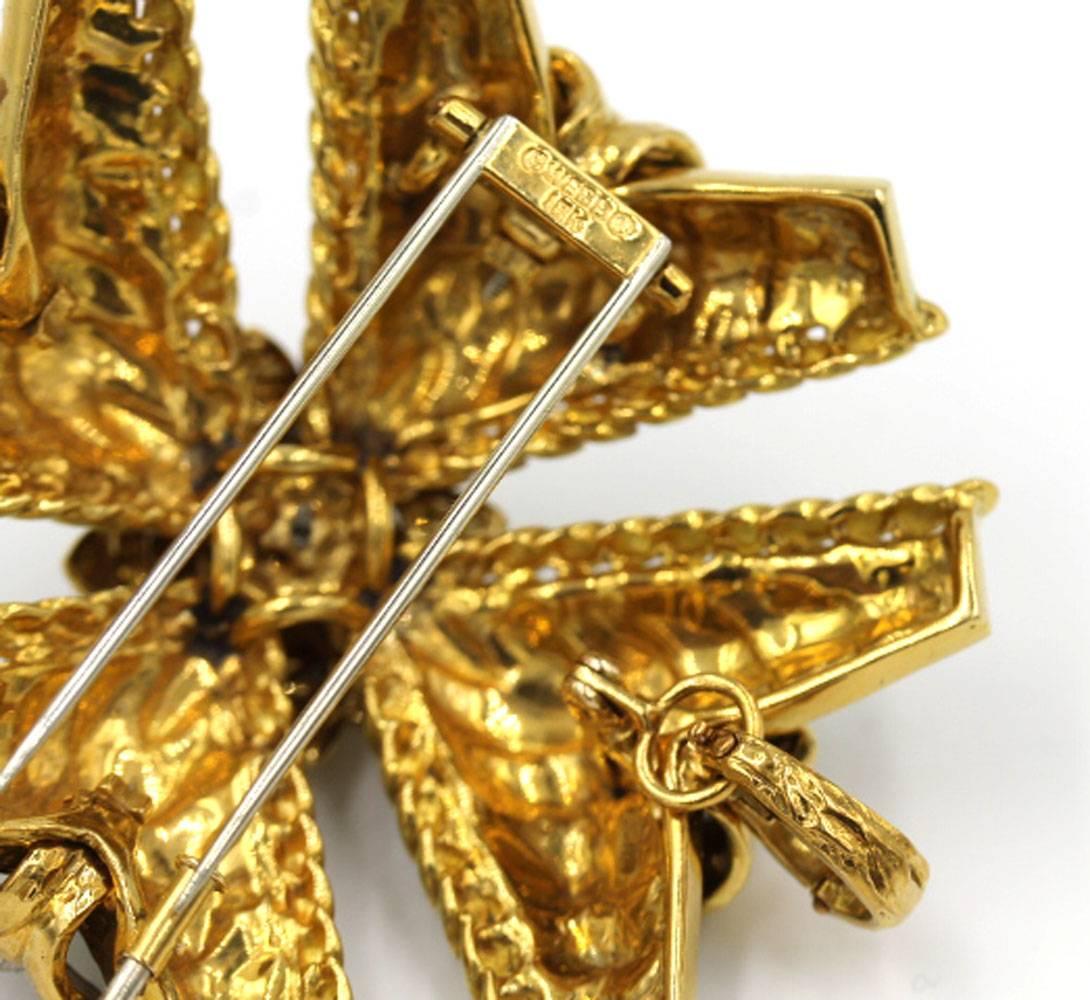 Women's 1960s David Webb Enamel Diamond Gold Pendant Pin