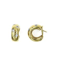 Tiffany & Company Etoile Diamond Yellow Gold Huggie Hoop Earrings