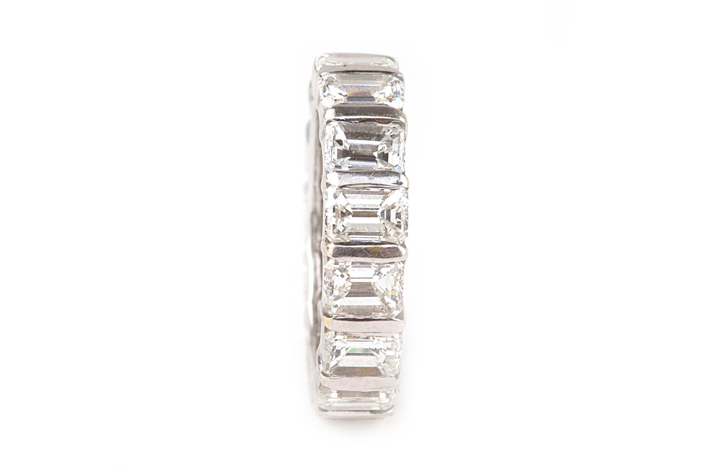 Modern  Emerald Cut Diamond 18 Karat White Gold Eternity Band Ring