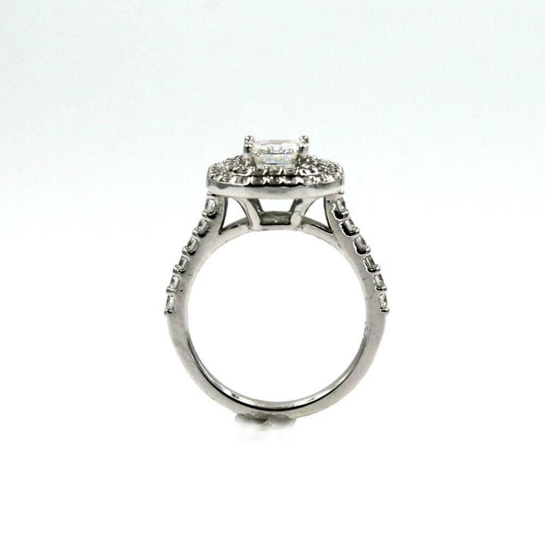 1 5 Carat Square Emerald Cut Diamond Halo Engagement  Ring  