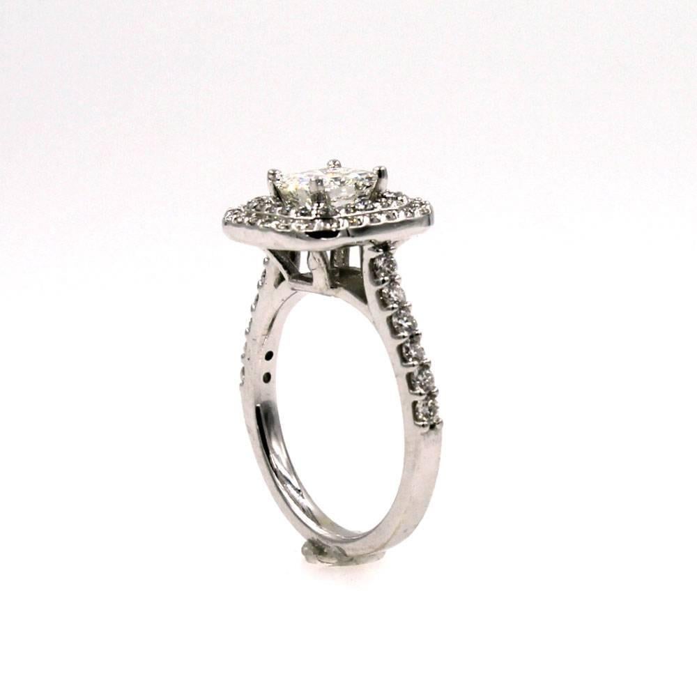 Modern 1.5 Carat Square Emerald Cut Diamond Halo Engagement Ring GIA Certified