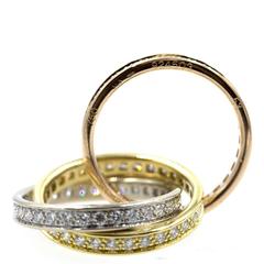 Cartier Trinity Diamond Gold Rolling Ring