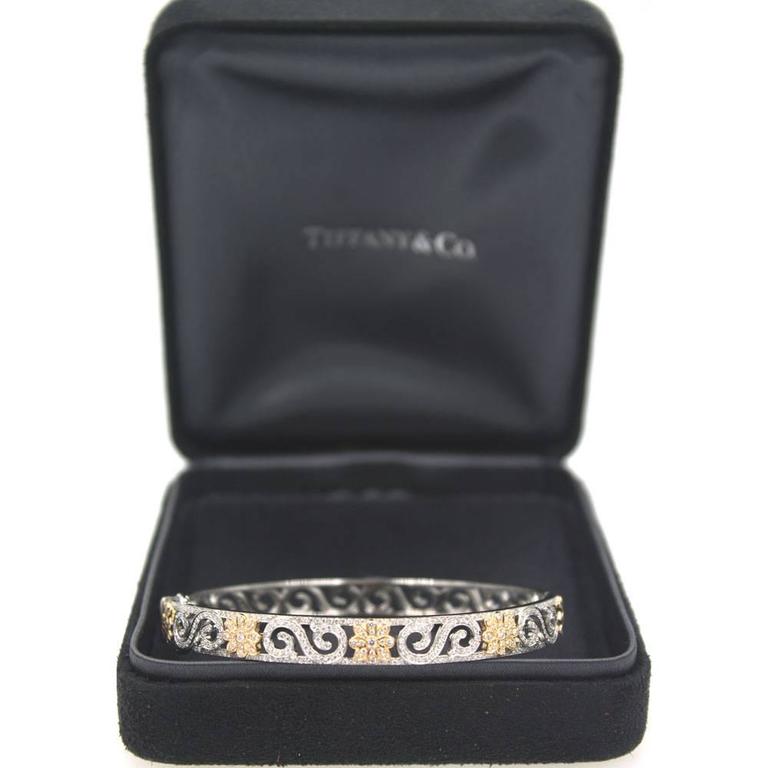 Tiffany and Company Diamond Rose Gold Platinum Enchant Scroll Bangle ...