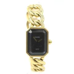 Retro Chanel Ladies Yellow Gold Link Bracelet Quartz Wristwatch