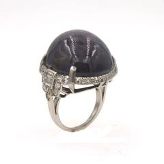 Art Deco Star Sapphire Diamond Platinum Ring