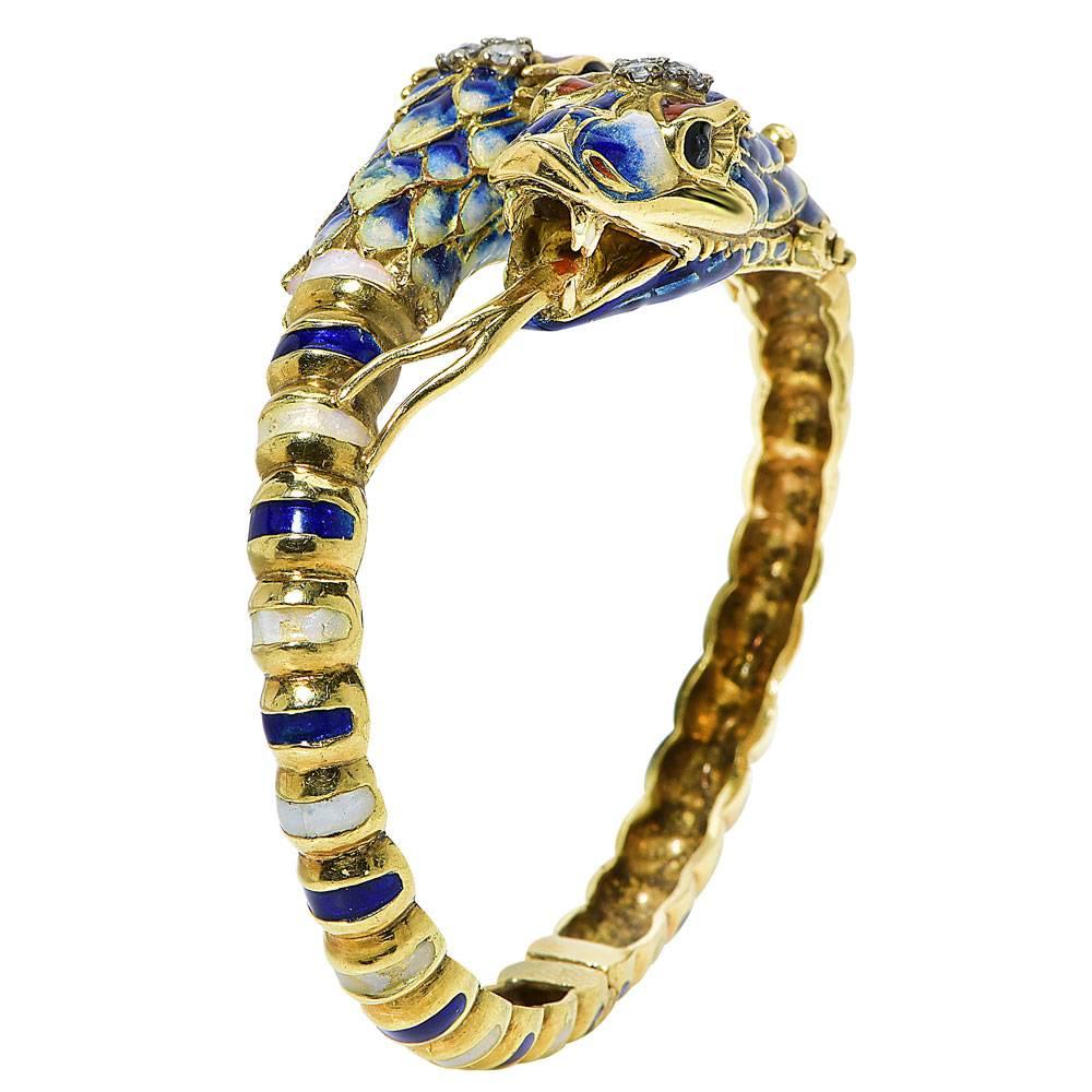 14k gold snake bangle bracelet