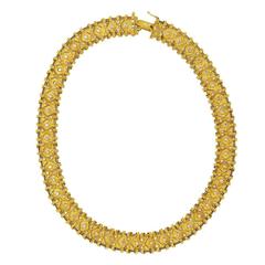 Greek Six-Carat Diamond Gold Etruscan Style Necklace 