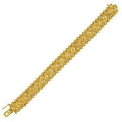Greek Diamond Yellow Gold Etruscan Style Link Bracelet
