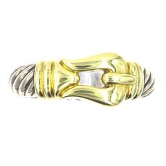 David Yurman 18 Karat Gold Sterling Silver Gold Buckle Cuff Cable Bracelet